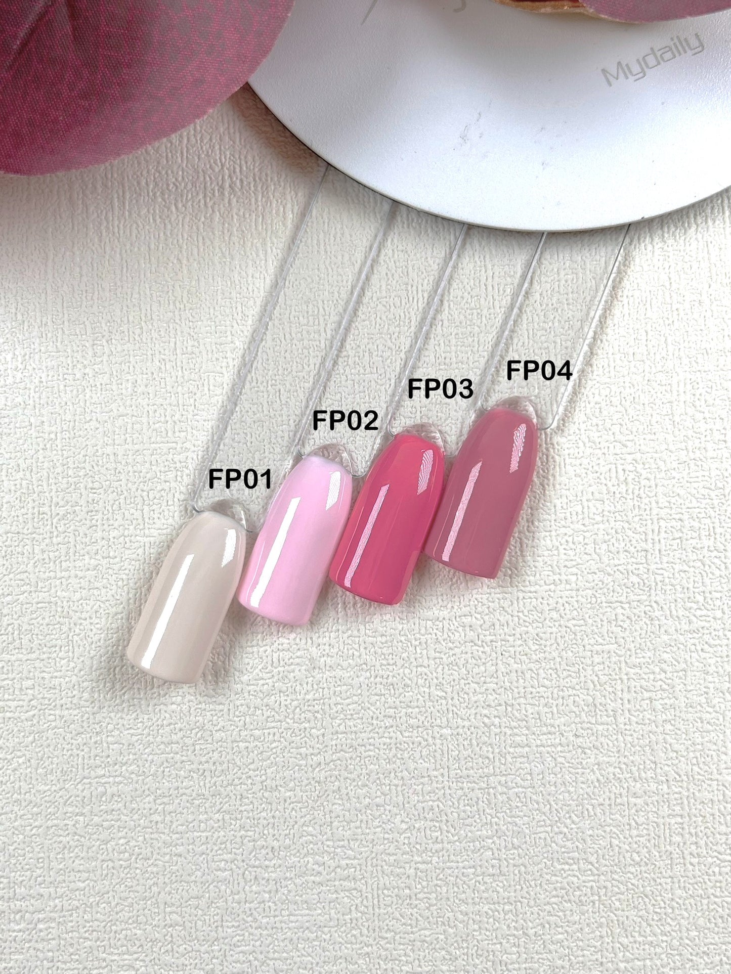 high quality gel polish, pink shades of color, beige white , rose gold pink