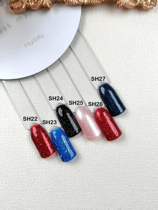 gel polish, shiny glitter gel color, black sparkle glitter gel color, shimmer navy blue, sparkle chrismas red color, sparkle glitter color, nail supply Canada